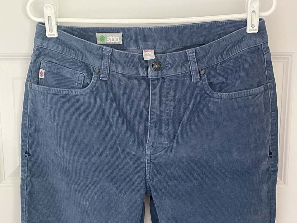 Stio Rivet Corduroy Pant Womens 10R (31x30) Blue Slim Fit Organic Cotton Stretch